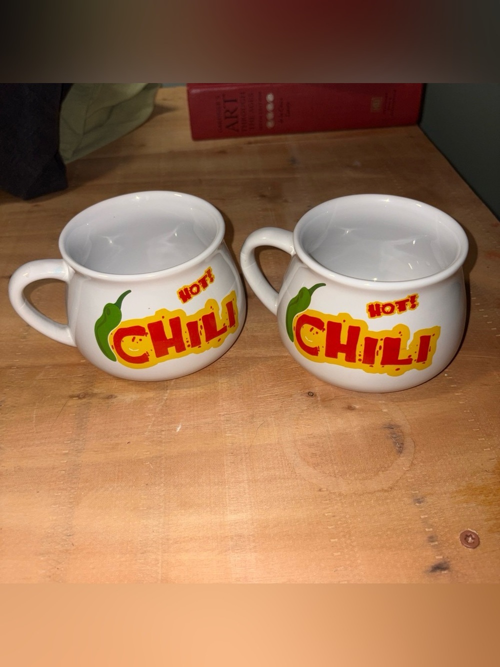 Hot! Chili Soup Mugs - White Ceramic (Set of 2)
